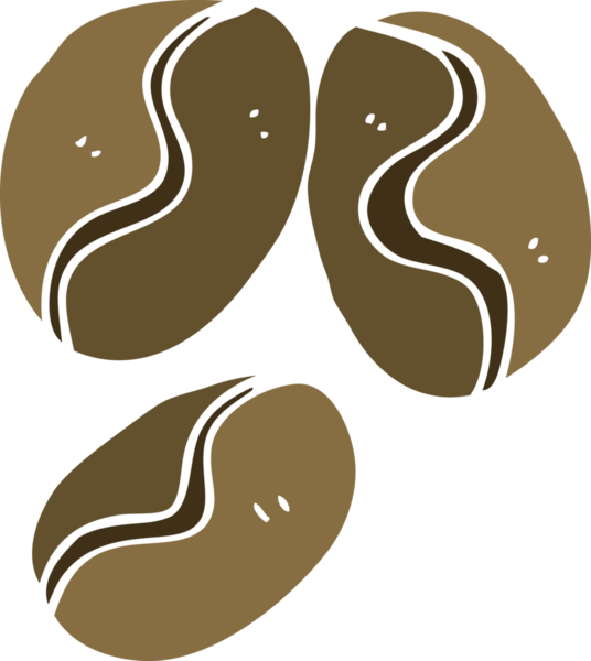 Bir insan tarafından çizilmiş kahve çekirdeklerinin düz renk çizimi