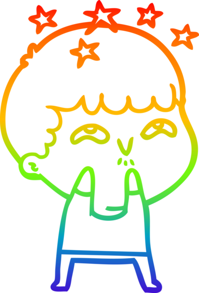 gökkuşağının gradyan çizimi bir çizgi film karakteri tarafından çizilmiş.