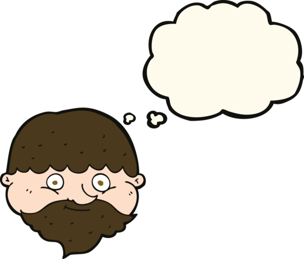 Bir insan tarafından çizilmiş düşünce balonlu sakallı bir adam.