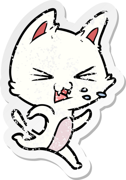 Bir insan tarafından çizilmiş bir çizgi film kedisinin sıkıntılı çıkartması.