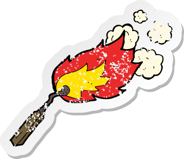 Bir insan tarafından çizilmiş karikatür yakma kibritinin gerilimli retro yapıştırması