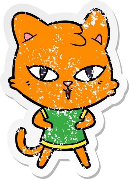 Bir insan tarafından çizilmiş karikatür bir kedinin sıkıntılı çıkartması.