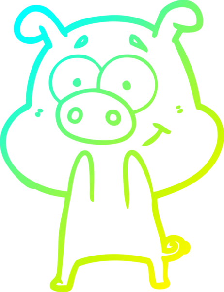 Bir insan tarafından çizilmiş mutlu çizgi film domuzu çizimi.