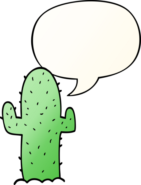 bir insan tarafından çizilmiş, konuşma baloncuklu çizgi film kaktüsü.