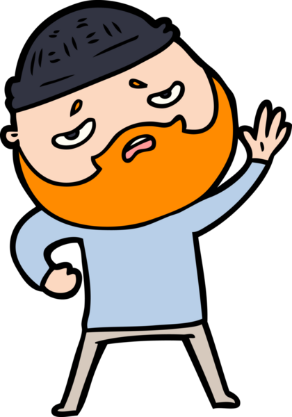 Bir insan tarafından çizilmiş sakallı endişeli bir adam.