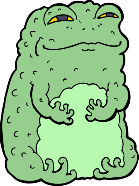 bir insan tarafından çizilmiş kendini beğenmiş karikatür karakurbağası