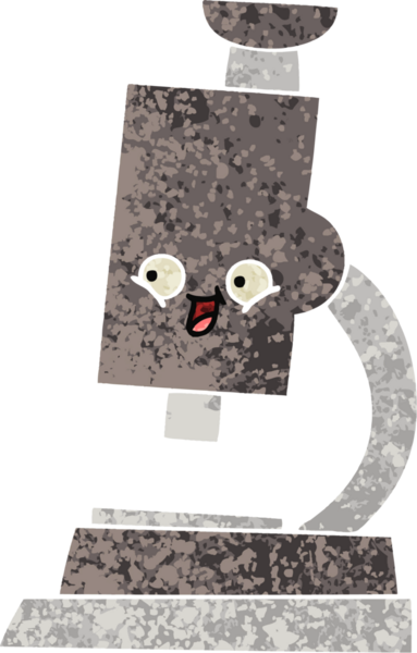 Bir insan tarafından çizilmiş mikroskobun retro illüstrasyon tarzı karikatürü