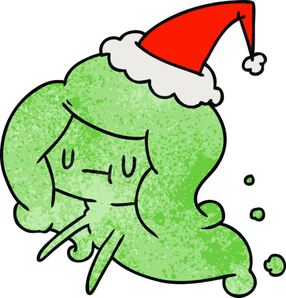 Bir insan tarafından çizilmiş kawai hayaletinin el yapımı bir karikatürü.