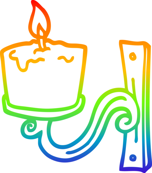 gökkuşağı gradyan çizgi çizimi bir insan tarafından çizilmiş eski bir mum tutacağı