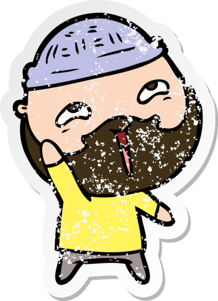 Bir insan tarafından çizilmiş mutlu sakallı bir adamın sıkıntılı çıkartması.