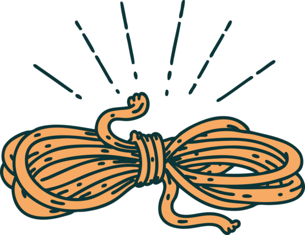 Bir insan tarafından çizilmiş geleneksel dövme stili bir ip.