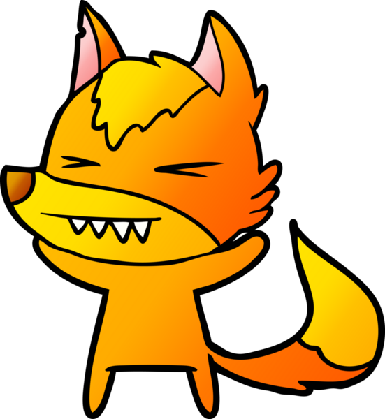 Bir insan tarafından çizilmiş tilki çizgi film karakteri