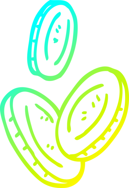 Bir insan tarafından çizilen karikatür parasının soğuk gradyan çizimi