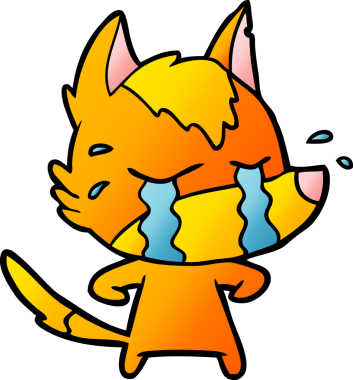 Bir insan tarafından çizilmiş üzgün küçük tilki çizgi film karakteri.