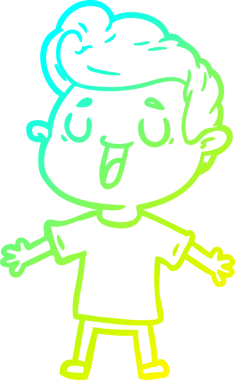 Bir insan tarafından çizilmiş mutlu bir çizgi film karakteri çizimi.