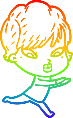 gökkuşağı gradyan çizimi bir insan tarafından çizilmiş bir karikatür kadın