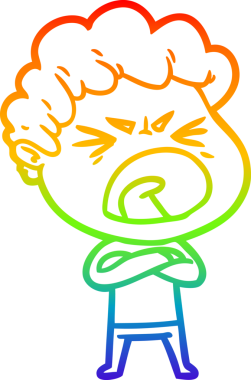 Bir insan tarafından çizilmiş öfkeli bir adamın çizdiği gökkuşağı gradyan çizgisi.