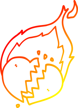 Bir insan tarafından çizilmiş yanan bir kalbin sıcak çizgi çizimi.