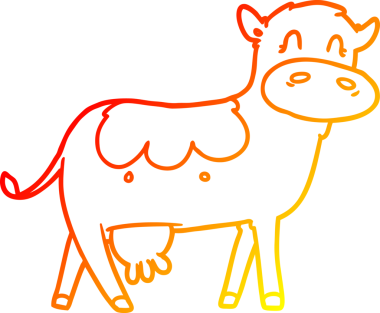 Bir insan tarafından çizilmiş bir mandıra ineğinin sıcak çizgi çizimi