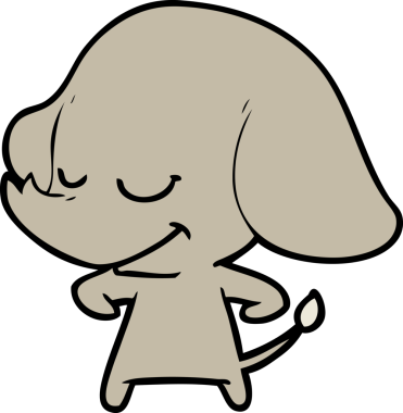 Bir insan tarafından çizilmiş gülümseyen bir fil.