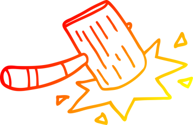 Bir insan tarafından çizilmiş karikatür ahşap bir çekiç.