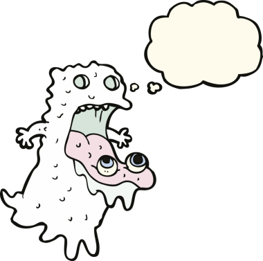 Düşünce baloncuğu bir insan tarafından çizilmiş iğrenç bir hayalet.