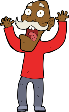 Çizgi film ihtiyarı bir insan tarafından korkutuluyor.