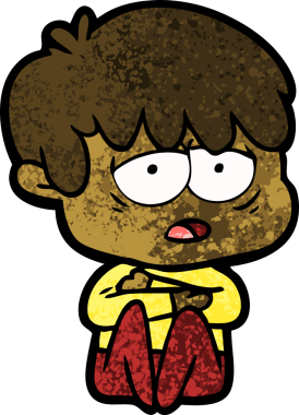 Bir insan tarafından çizilmiş bitkin çocuk çizgi filmi.