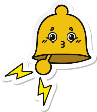 Bir insan tarafından çizilmiş sevimli bir karikatür zili çıkartması.