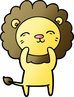 Bir insan tarafından çizilmiş çizgi film aslanı.