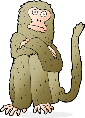 Bir insan tarafından çizilmiş çizgi maymun.