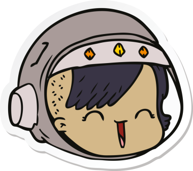 Bir insan tarafından çizilmiş mutlu astronot yüzü.