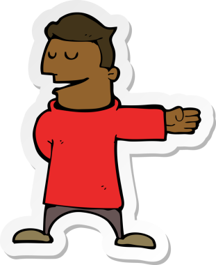 Bir insan tarafından çizilmiş bir çizgi film karakterinin çıkartması.