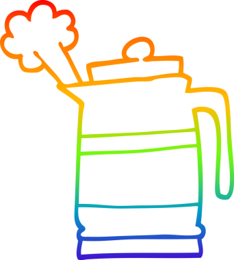 gökkuşağı gradyan çizgi çizimi bir insan tarafından çizilmiş bir çaydanlık