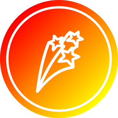 Bir insan tarafından çizilmiş sıcak eğimli dairesel yıldız simgesi kayıyor