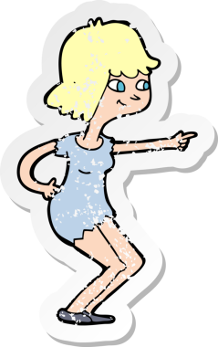 Bir insan tarafından çizilmiş karikatür kızına ait gerilimli bir çıkartma.