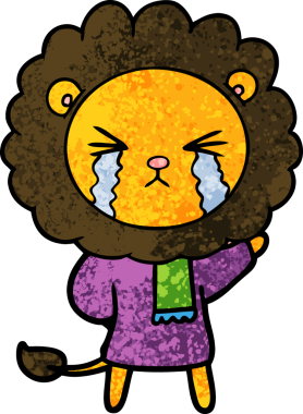 Bir insan tarafından çizilmiş ağlayan bir aslan.