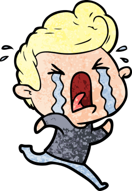 Bir insan tarafından çizilmiş ağlayan bir karikatür.