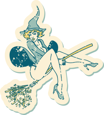 Bir insan tarafından çizilmiş bir cadının geleneksel stil dövmesi.