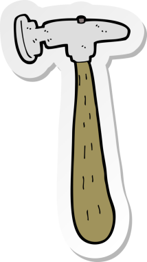 Bir insan tarafından çizilmiş bir karikatür çekicin çıkartması.