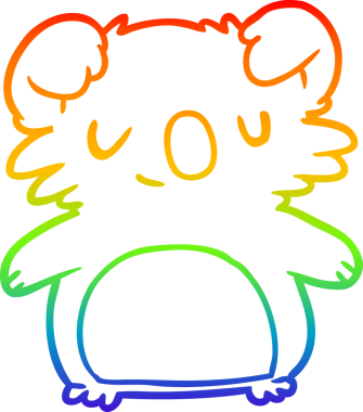 Gökkuşağı gradyan çizgisi bir insan tarafından çizilmiş şirin bir koalanın çizimi