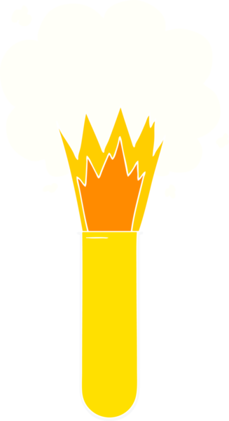 Düz renkli çizgi film, bir insan tarafından çizilmiş test tüpünde patlayan kimyasallar