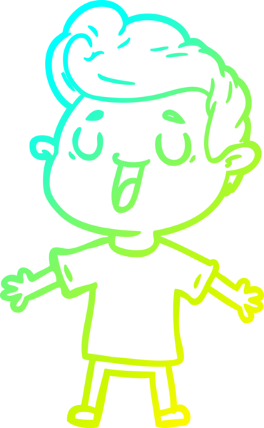 Bir insan tarafından çizilmiş mutlu bir çizgi film karakteri çizimi.