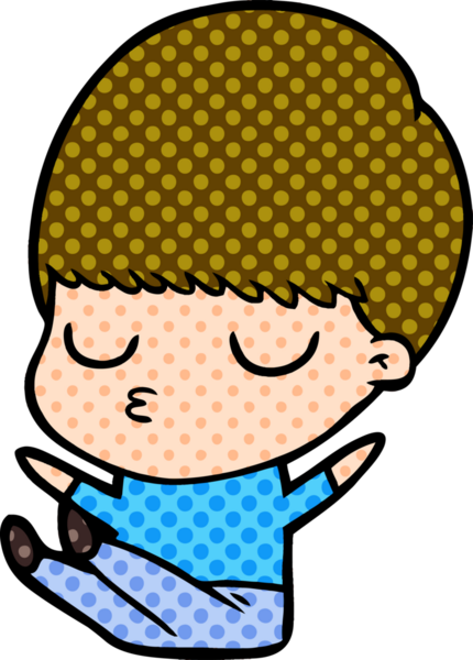 Bir insan tarafından çizilmiş sakin çocuk çizgi filmi.