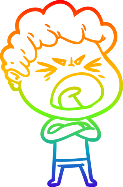 Bir insan tarafından çizilmiş öfkeli bir adamın çizdiği gökkuşağı gradyan çizgisi.