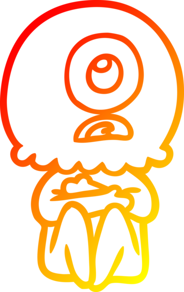 Bir insan tarafından çizilmiş sıcak çizgi çizgi çizimi Kiklops uzaylı uzay adamı