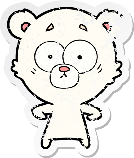 Bir insan tarafından çizilmiş şaşırmış bir kutup ayısı karikatürü.