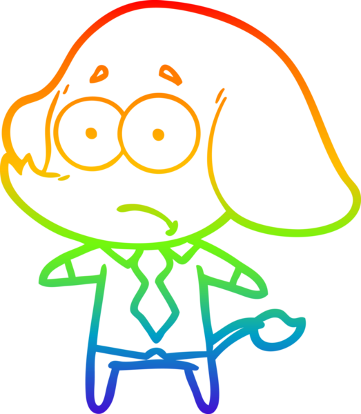 Bir insan tarafından çizilmiş, gömlekli ve kravatlı güvenilmez bir filin çizgi çizimi.