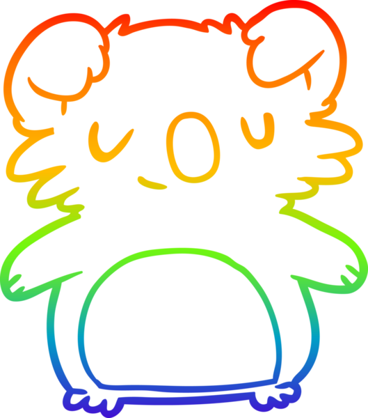 Gökkuşağı gradyan çizgisi bir insan tarafından çizilmiş şirin bir koalanın çizimi