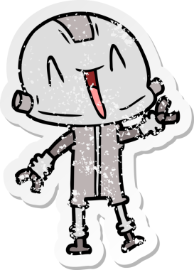 Bir insan tarafından çizilmiş karikatür robotunun sıkıntılı çıkartması.